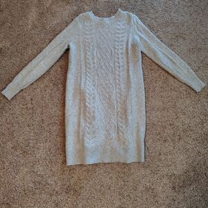 Gray Cable Knit Sweater Dress